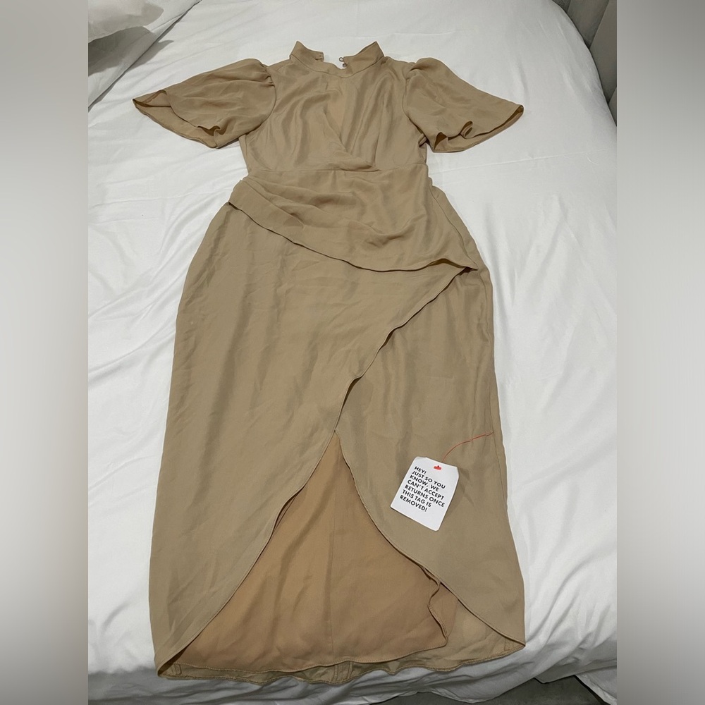 Brown ASOS dress with pleated details